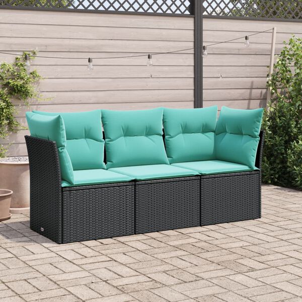 vidaXL Garden Sofa Set Black, Blue