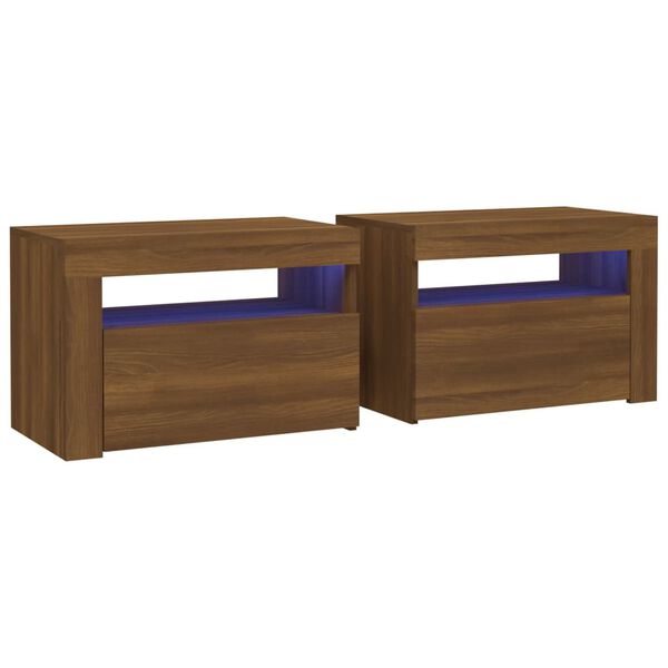 vidaXL Bedside Cabinet Set of 2 Brown Oak Engineered wood Medium