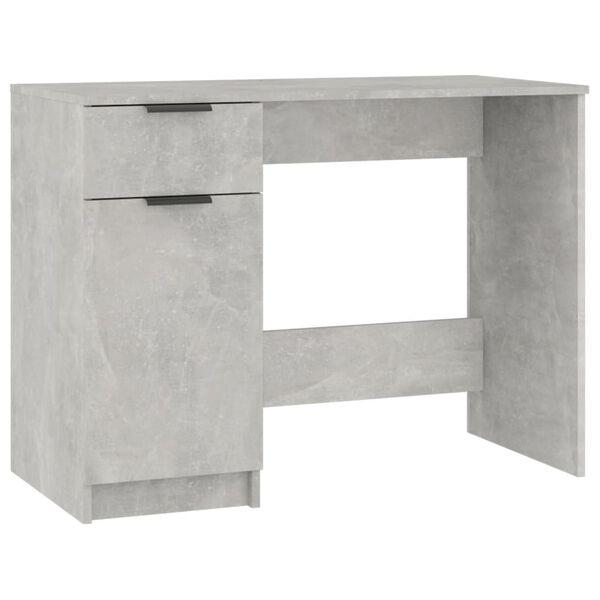 vidaXL Desk Concrete Gray Engineered Wood Medium Desk Rectangular