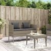 vidaXL Garden Bench Grey PE Rattan 44.5 in x 24.0 in x 34.3 in Storage