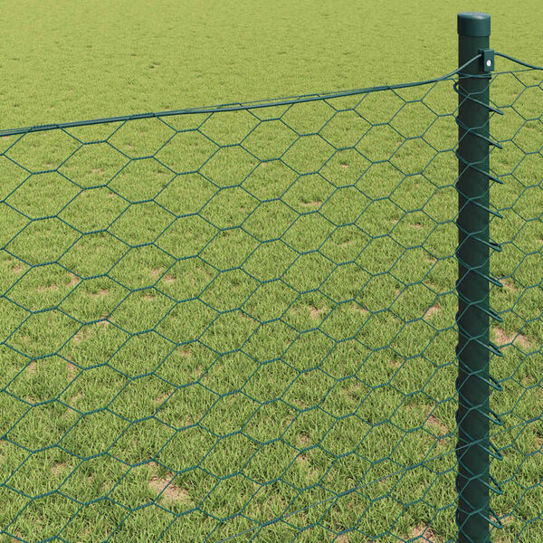 vidaXL Hexagon Fence Green 0.6 x 100 m Steel