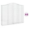 vidaXL Arched Gabion Baskets 8 pcs 78.7x11.8x160/180" Galvanised Iron