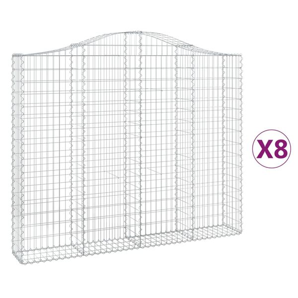 vidaXL Arched Gabion Baskets 8 pcs 78.7x11.8x160/180" Galvanised Iron