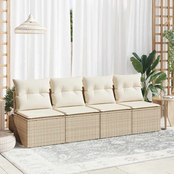 vidaXL Garden Sofa Set Beige Poly Rattan Compact UV-resistant materials