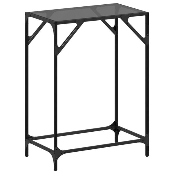 vidaXL Console Table Black glass Steel and glass Simple Console Table
