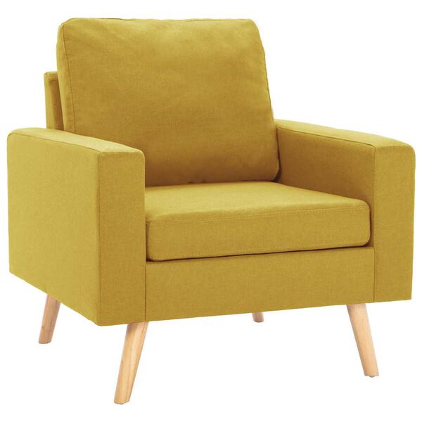 vidaXL Armchair Yellow 100% polyester fabric, solid pine wood, rubber wood