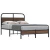 vidaXL Bed Frame Brown oak Steel, engineered wood Double Bed Frame