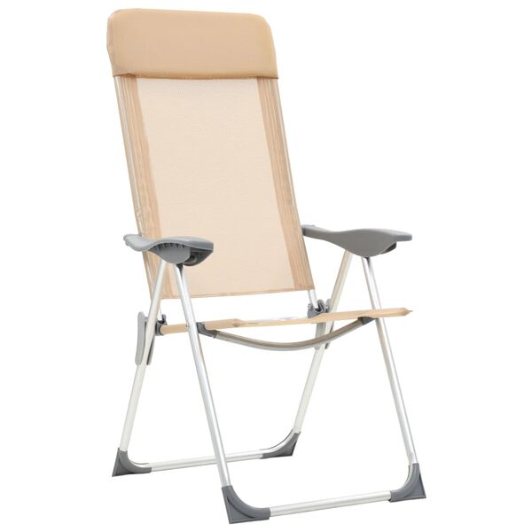vidaXL Folding Camping Chairs 2 pcs Cream Aluminum