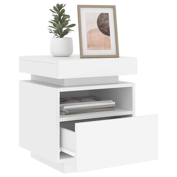 vidaXL Bedside Cabinet White Engineered wood Compact Bedside Cabinet
