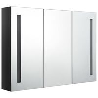 vidaXL LED Bathroom Mirror Cabinet 35"x5.5"x24.4" Shining Black