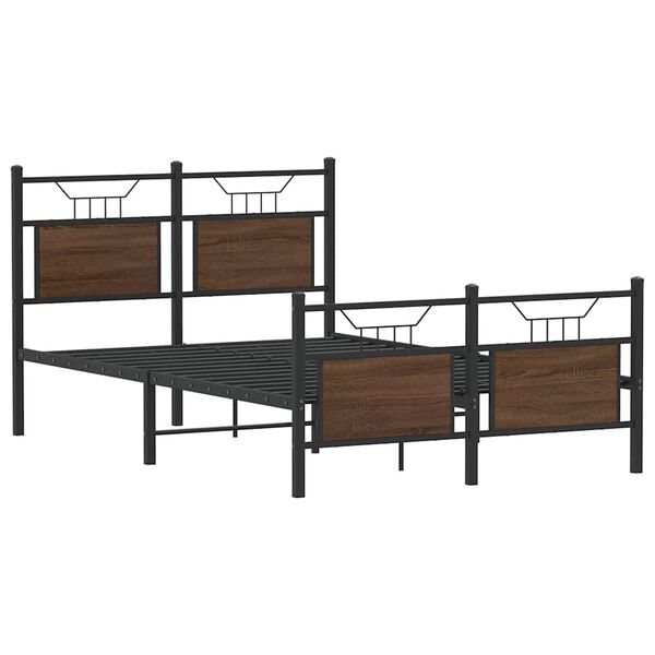 vidaXL Bed Frame Smoked oak Engineered wood and steel Double Bed Frame