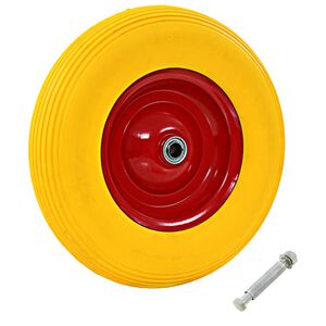 vidaXL Wheelbarrow Wheel with Axle Solid PU 4.00-8 15.35 "