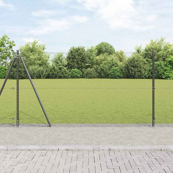 vidaXL Fence with Posts Gray 1.2 x 25 m PVC-coated steel