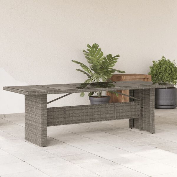 vidaXL Garden Table Grey Poly Rattan Large Durable Garden Table