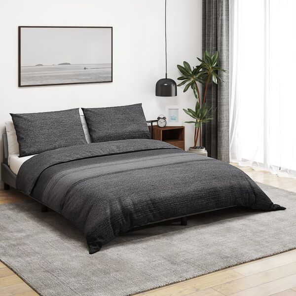 vidaXL Duvet Cover Set Set of 2 Dark Grey 100% Cotton 88.6 x 86.6 in