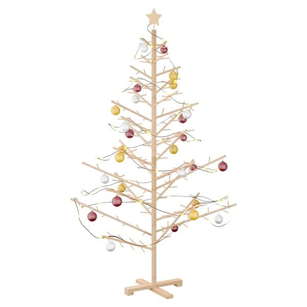 vidaXL Wooden Christmas Tree with Stand Natural 70.9" Solid pine wood