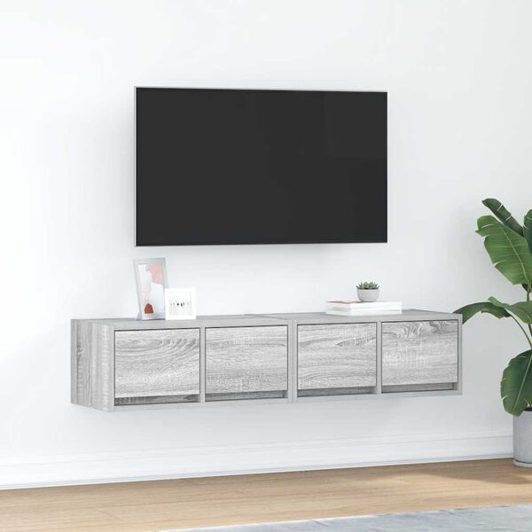 vidaXL TV Cabinet Set of 2 Grey sonoma Engineered wood Medium