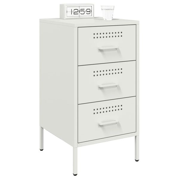 vidaXL Bedside Cabinet Set of 2 White Cold-rolled steel