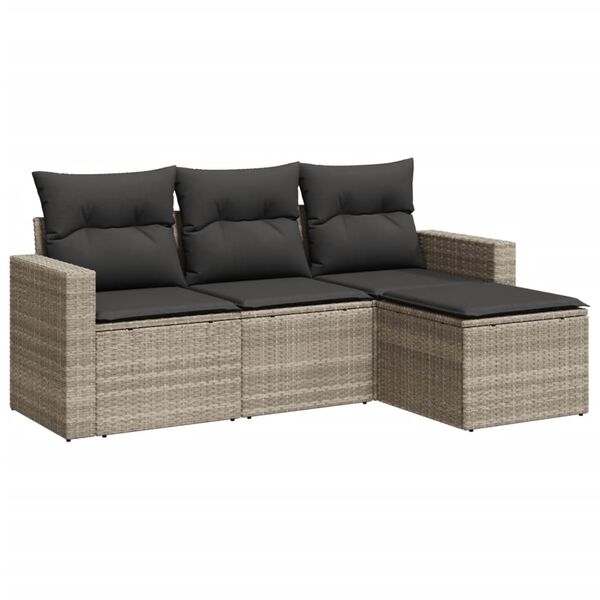 vidaXL Garden Sofa Set Light Grey PE rattan, powder-coated steel