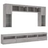 vidaXL 8 Piece TV Wall Stand Set with LED Lights Gray Sonoma