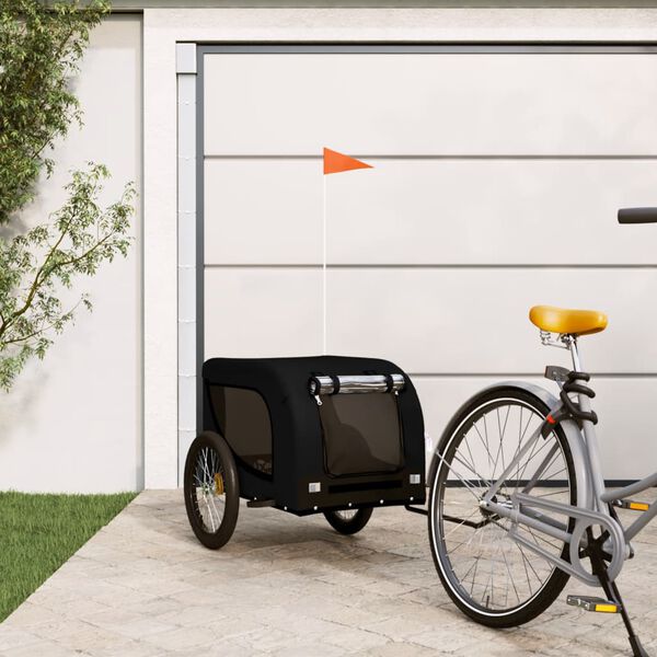 vidaXL Pet Bike Trailer Black Oxford fabric, Iron, PVC Small Collapsible