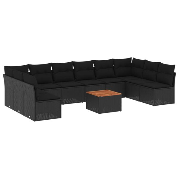vidaXL Garden Sofa Set Black Poly Rattan Large Modular Garden Sofa Set