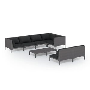 vidaXL Garden Lounge Set Dark grey Powder-coated steel Large
