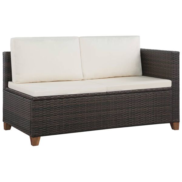 vidaXL Sofa Set Brown and cream white PE (polyethylene) rattan Medium