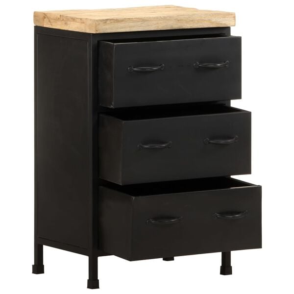 vidaXL Sideboard Black Rough mango wood Medium Industrial Sideboard