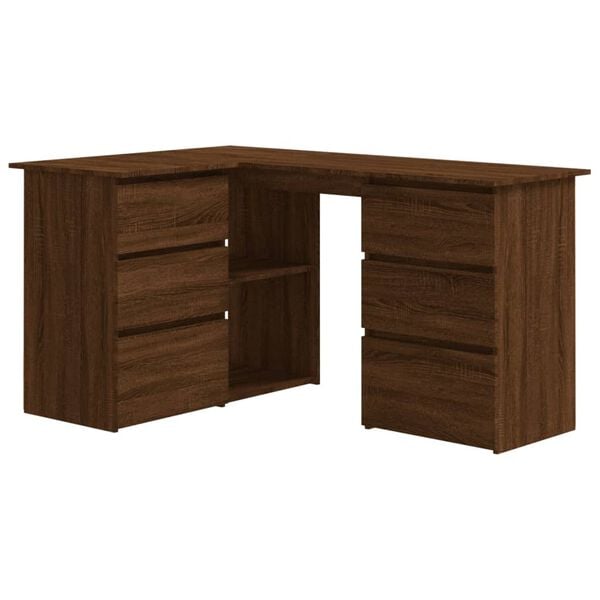 vidaXL Corner Desk Brown Oak Engineered Wood Medium Corner Desk