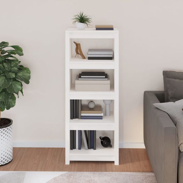 vidaXL Book Cabinet White Solid pine wood 19.7x13.8x49.4 in Book Cabinet