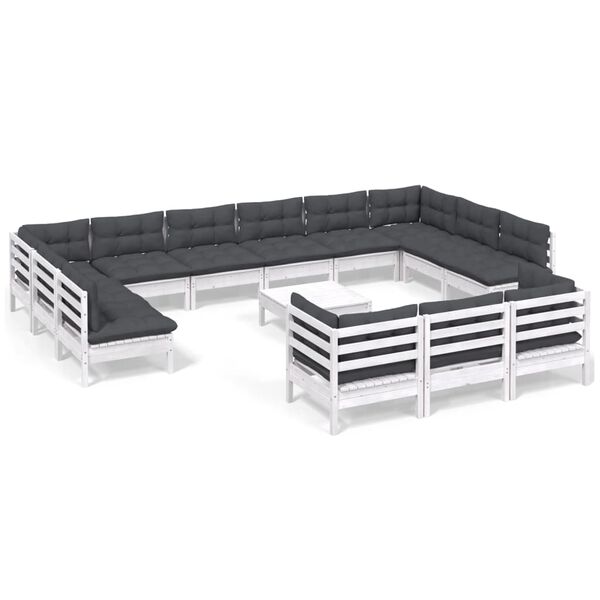 vidaXL Garden Lounge Set White, Anthracite