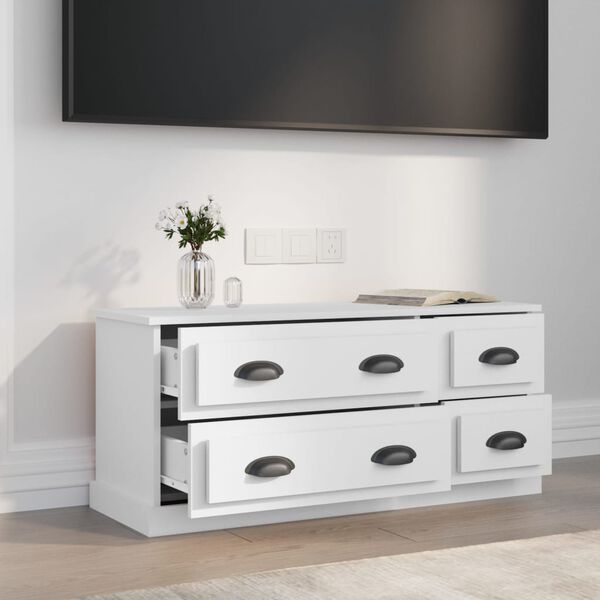 vidaXL TV Cabinet White Engineered wood Medium TV Cabinet Rectangular