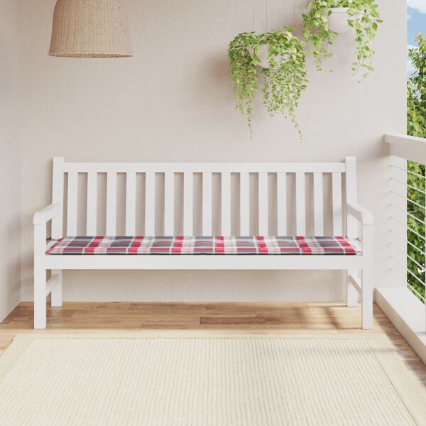 vidaXL Patio Bench Cushion Red Check Pattern 180x50x1.2 " Oxford Fabric