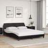 vidaXL Bed Frame Black Faux leather, metal, solid pine wood, plywood Queen