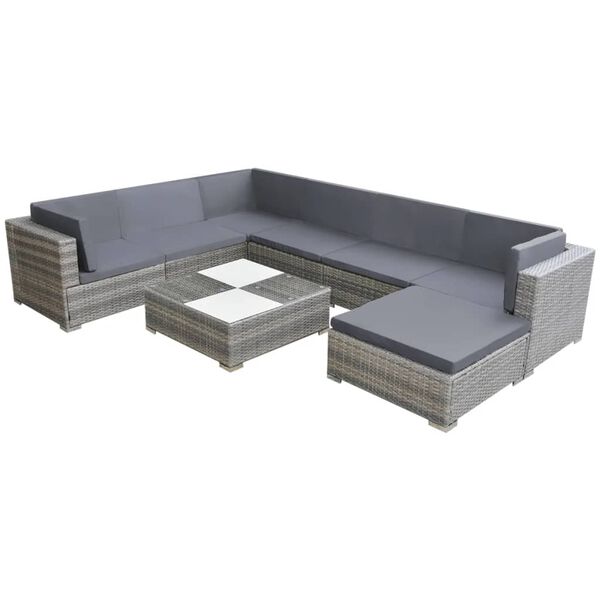 vidaXL Patio Furniture Grey Powder-coated steel frame 8 Piece Set