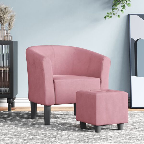 vidaXL Tub Chair Pink Velvet (100% polyester), pinewood, plywood, foam