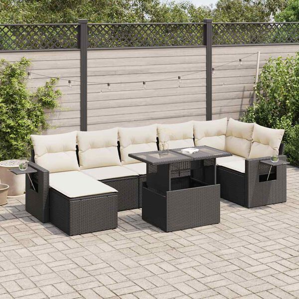 vidaXL Garden Sofa Set Black PE Rattan 8 Piece Set Modular
