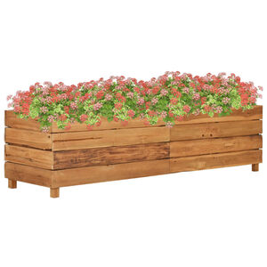 vidaXL Raised Bed Natural wood Recycled teak wood and steel Large
