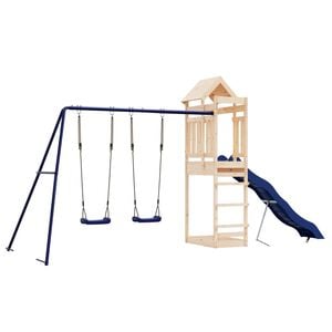 vidaXL Outdoor Playset Blue, Natural Wood
