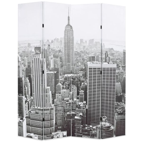vidaXL Folding Room Divider 63.0x66.9" New York by Day Black and White