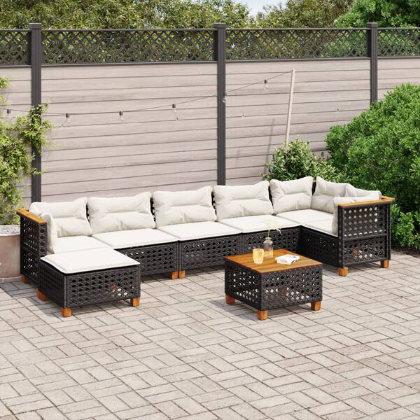 vidaXL Garden Sofa Set Black, Cream white