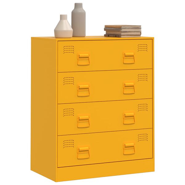 vidaXL Sideboard Mustard Yellow Cold-rolled Steel 26.4x15.4x32.7 in
