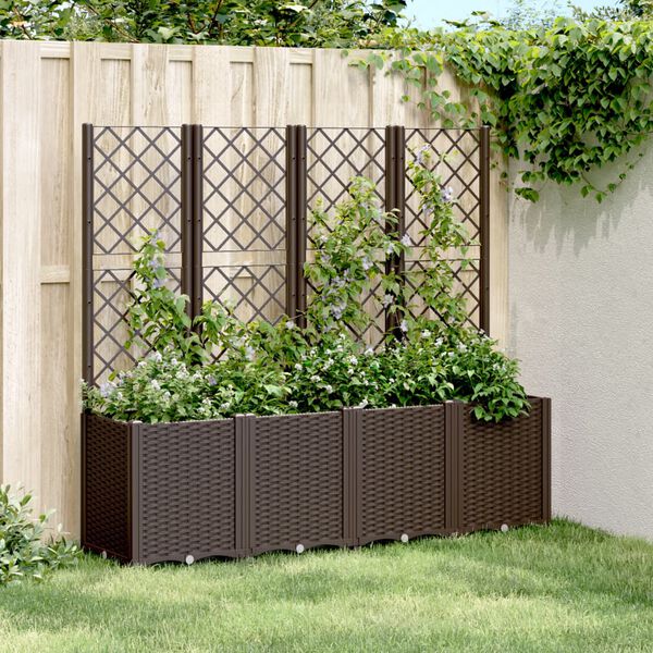 vidaXL Garden Planter Brown Polypropylene Large Modular