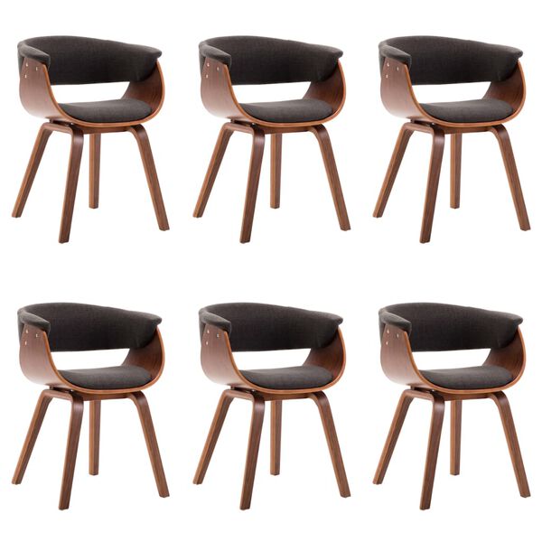 vidaXL Dining Chair Set of 6 Grey and Brown