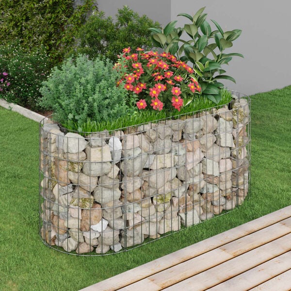vidaXL Gabion Raised Bed Silver Galvanized iron 47.2 x 19.7 x 19.7 in