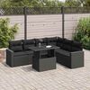 vidaXL Garden Sofa Set Black PE Rattan Large Adjustable Feet