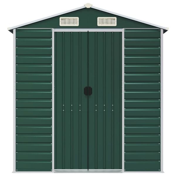 vidaXL Garden Shed Green Galvanized Steel Large Garden Shed