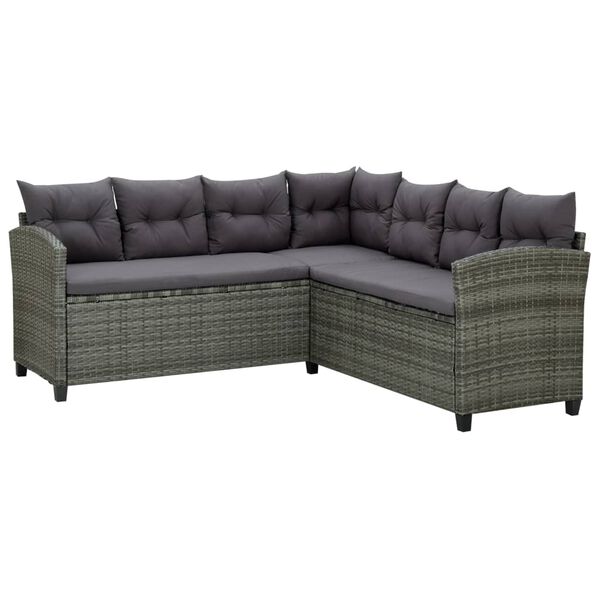 vidaXL Garden Lounge Set Grey PE Rattan Large Seats Many