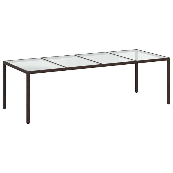 vidaXL 11 Piece Patio Dining Set with Cushions Brown Poly Rattan and Glass
